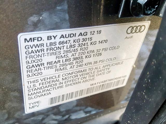 VIN WA1VABF76KD026143 2019 Audi Q7, Prestige no.10