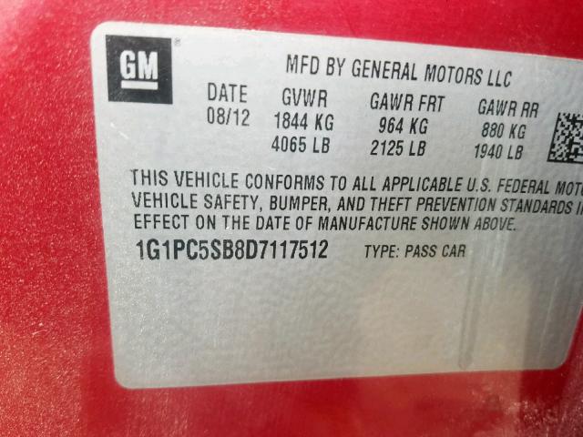 2013 CHEVROLET CRUZE LT 1G1PC5SB8D7117512