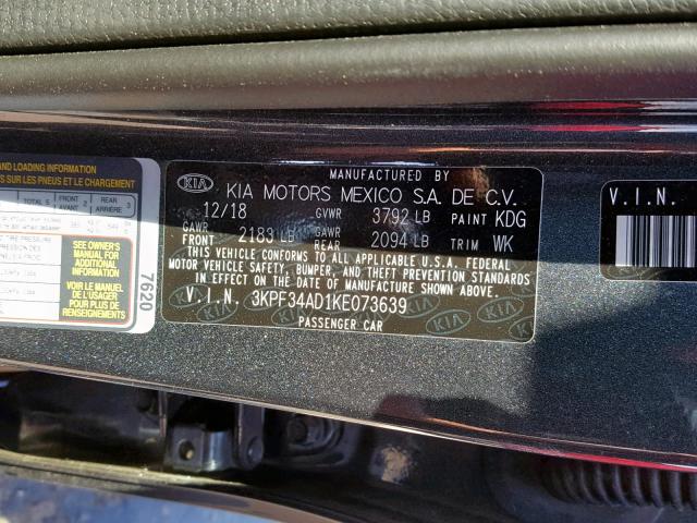2019 KIA FORTE GT L - 3KPF34AD1KE073639