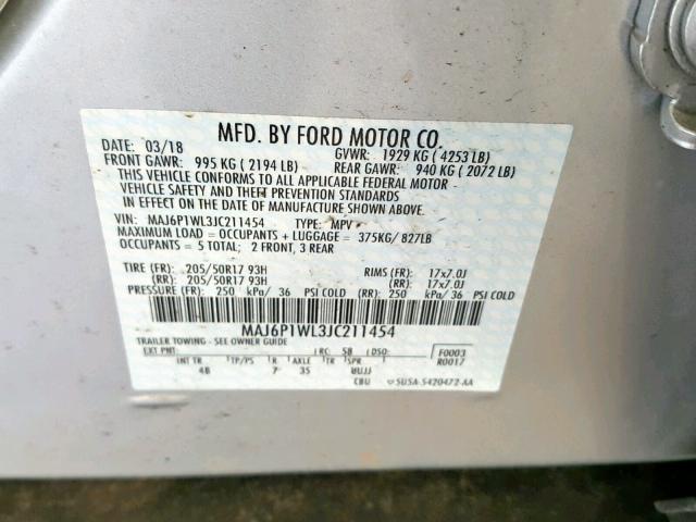 VIN 1FMCU0GD4JUA94478 2018 FORD ECOSPORT T no.10