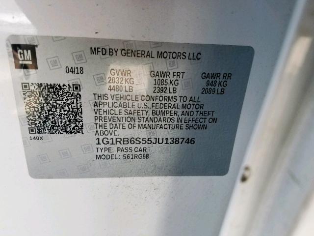 VIN 1G1RB6S55JU138746 2018 Chevrolet Volt, Premier no.10