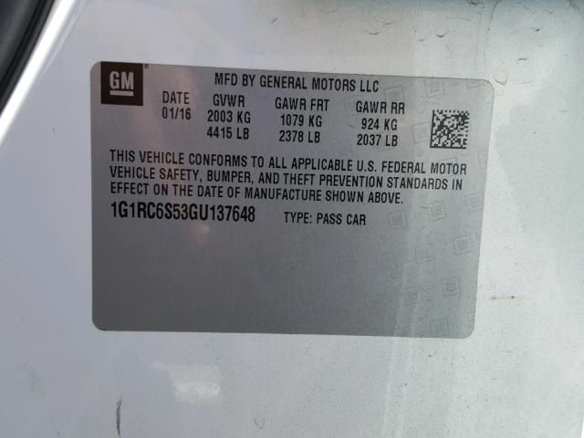 VIN 1G1RC6S53GU137648 2016 Chevrolet Volt, LT no.10