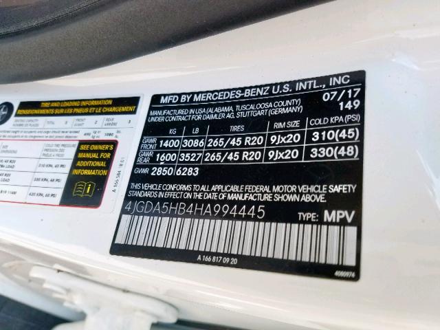 2017 MERCEDES-BENZ GLE 350 4M 4JGDA5HB4HA994445