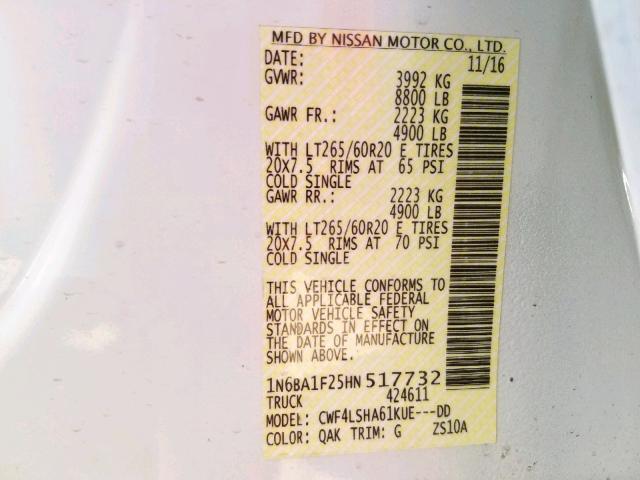 2017 NISSAN TITAN XD S - 1N6BA1F25HN517732