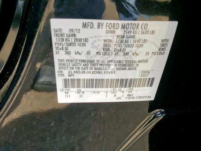 2013 LINCOLN MKX 2LMDJ8JK2DBL15951