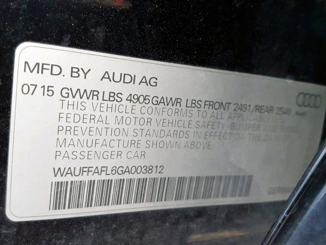 VIN WAUFFAFL6GA003812 2016 Audi A4, Premium Plus no.10