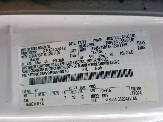 VIN 3FA6P0CD1KR170932 2019 Ford Fusion, Sel no.10