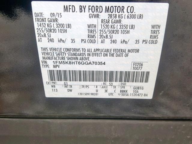 2016 FORD EXPLORER P 1FM5K8HT6GGA70354