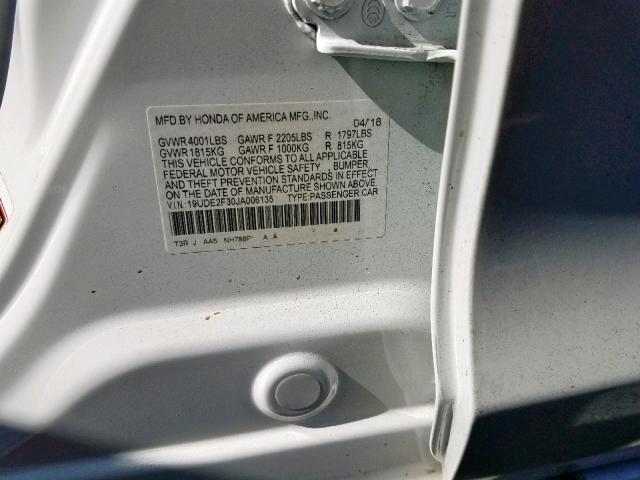 2018 ACURA ILX BASE W VIN: 19UDE2F30JA006135