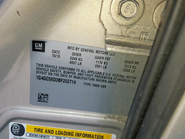 2011 BUICK LACROSSE C 1G4GC5ED3BF202714