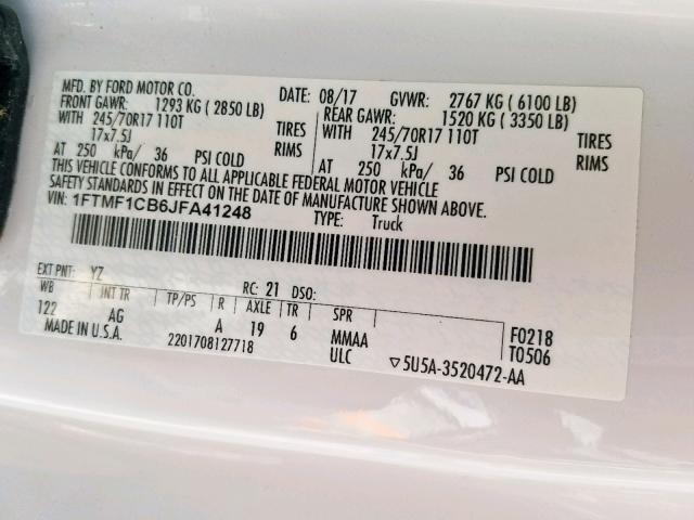 2018 FORD F150 1FTMF1CB6JFA41248