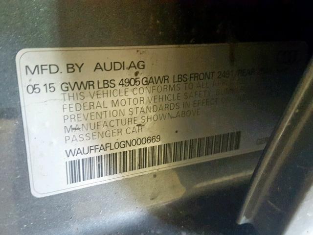 VIN WAUFFAFL0GN000669 2016 Audi A4, Premium Plus no.10