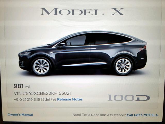 Tesla Model X 2019 5yjxcbe22kf153821 Auto Auction Spot