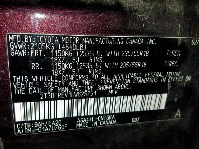 2017 TOYOTA RAV4 LIMIT 2T3DFREV1HW625751