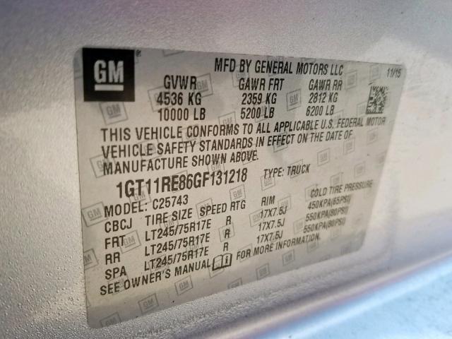 2016 GMC SIERRA C25 1GT11RE86GF131218