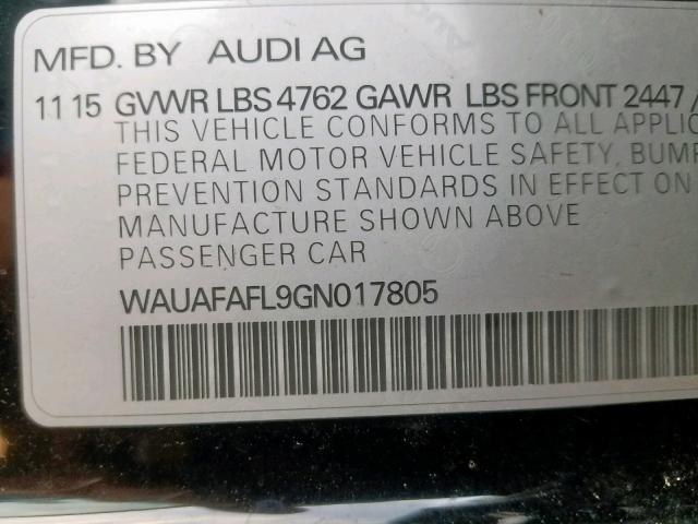 VIN WAUAFAFL9GN017805 2016 Audi A4, Premium no.10