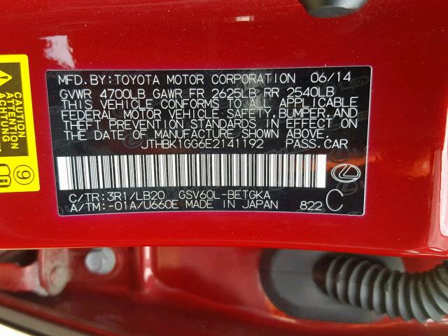2014 LEXUS ES 350 JTHBK1GG6E2141192