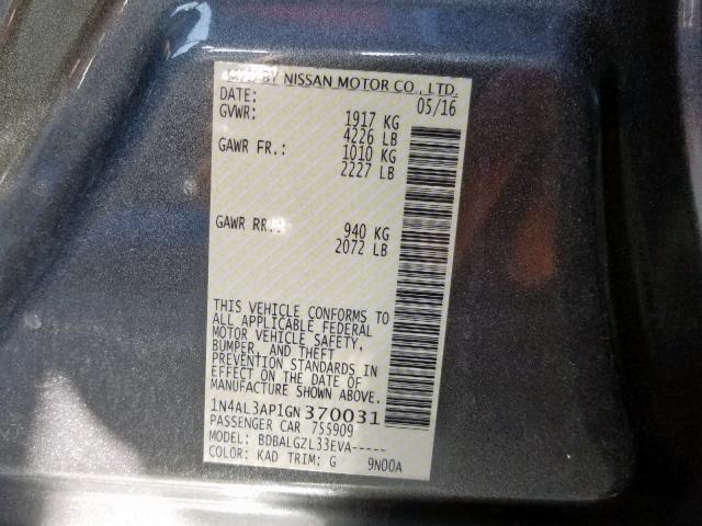 2016 NISSAN ALTIMA 2.5 - 1N4AL3AP1GN370031