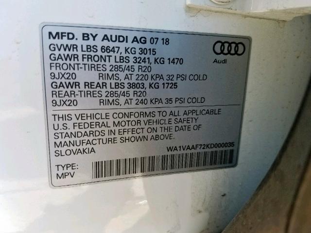 VIN WA1VAAF72KD000035 2019 Audi Q7, Prestige no.10