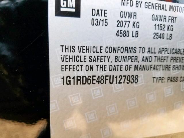 VIN 1G1RD6E48FU127938 2015 Chevrolet Volt no.10