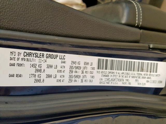 2015 DODGE DURANGO SX 1C4RDJAG0FC703070