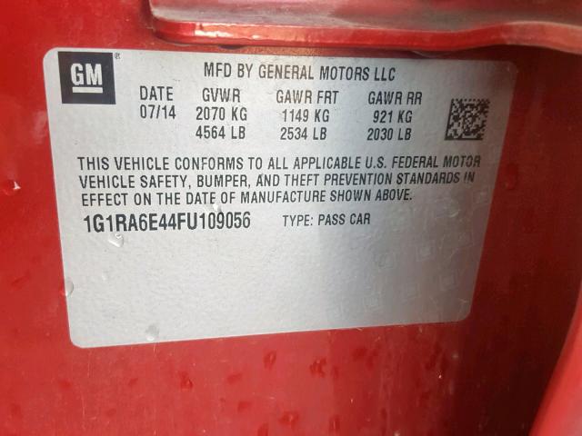 VIN 1G1RA6E44FU109056 2015 Chevrolet Volt no.10