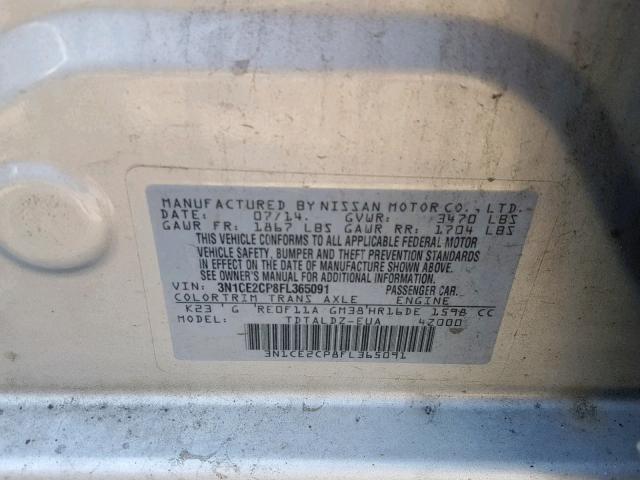 2015 NISSAN VERSA NOTE 3N1CE2CP8FL365091