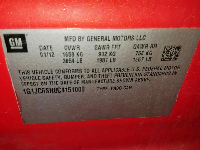 2012 CHEVROLET SONIC LT 1G1JC6SH8C4151000
