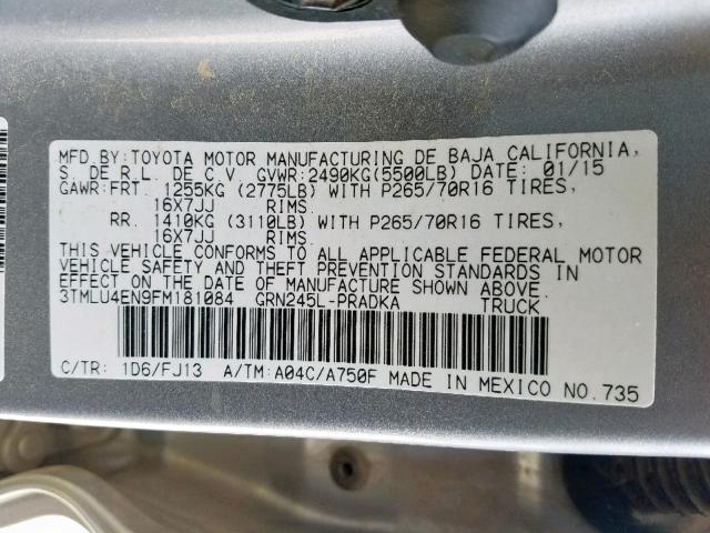 2015 TOYOTA TACOMA DOU 3TMLU4EN9FM181084