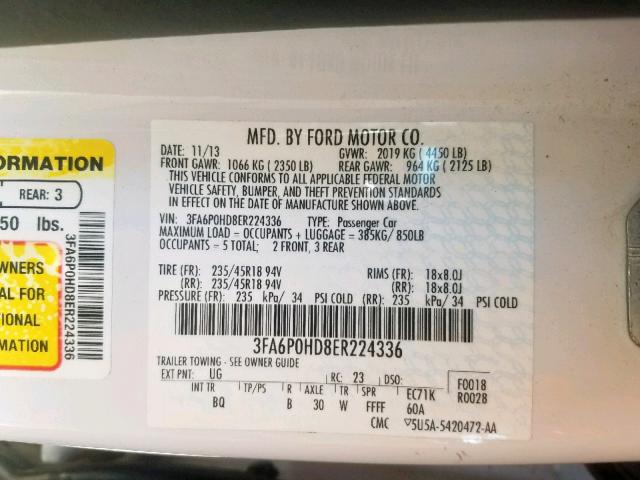 2014 FORD FUSION SE 3FA6P0HD8ER224336