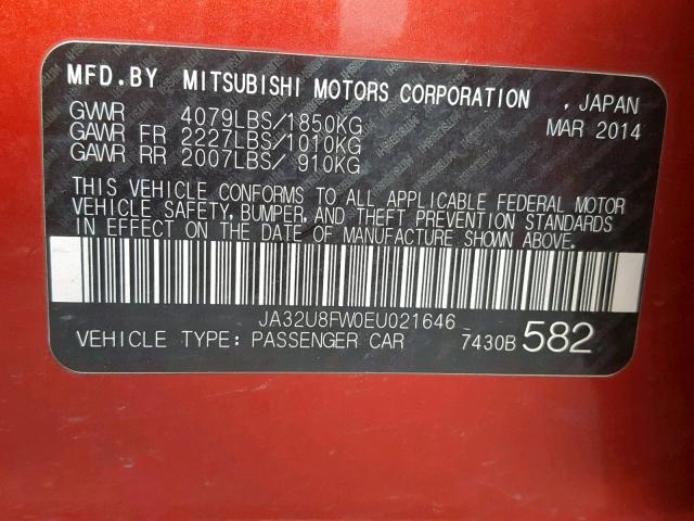 2014 MITSUBISHI LANCER GT JA32U8FW0EU021646