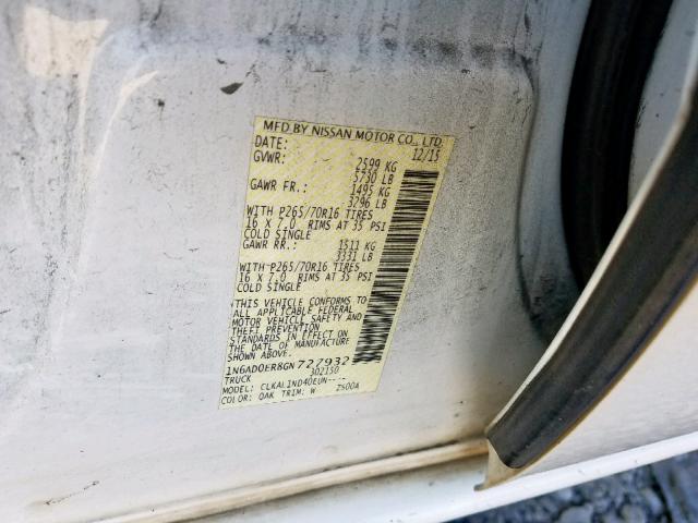 2016 NISSAN FRONTIER 1N6AD0ER8GN727932