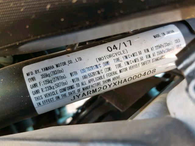 2017 YAMAHA FZ07A C JYARM20YXHA000408