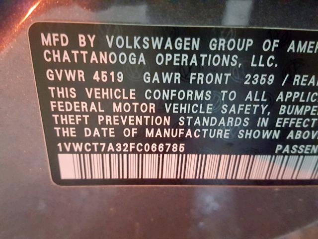 2015 VOLKSWAGEN PASSAT SEL 1VWCT7A32FC066785