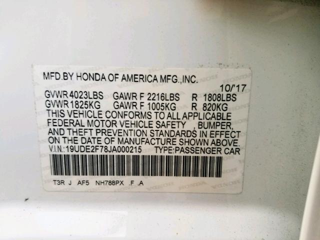 2018 ACURA ILX PREMIU VIN: 19UDE2F78JA000215