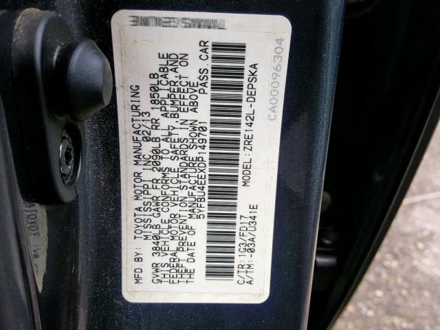 2013 TOYOTA COROLLA BA 5YFBU4EEXDP149701