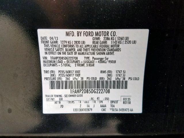 2013 FORD TAURUS SE 1FAHP2D85DG222708