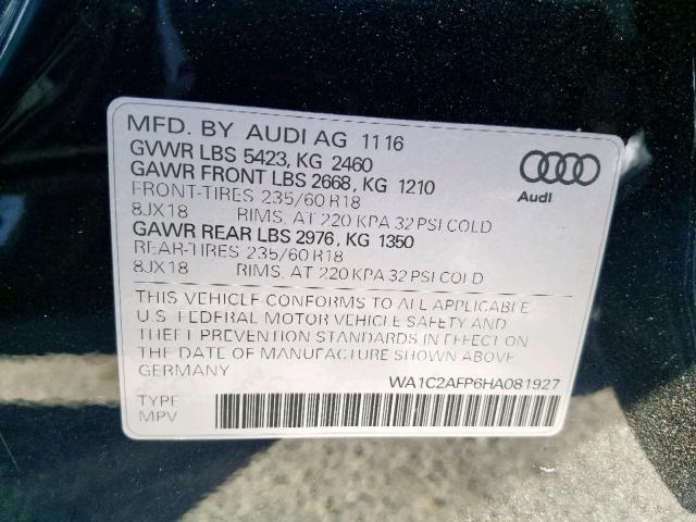 VIN WA1C2AFP6HA081927 2017 Audi Q5, Premium no.10