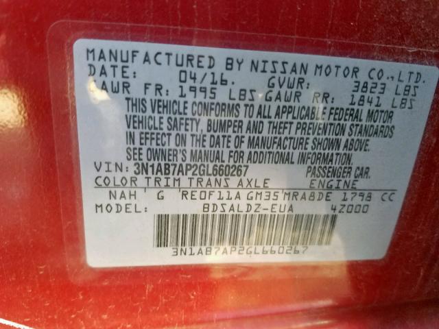 2016 NISSAN SENTRA S 3N1AB7AP2GL660267
