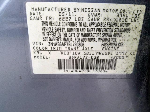2011 NISSAN SENTRA 2.0 3N1AB6AP7BL720806