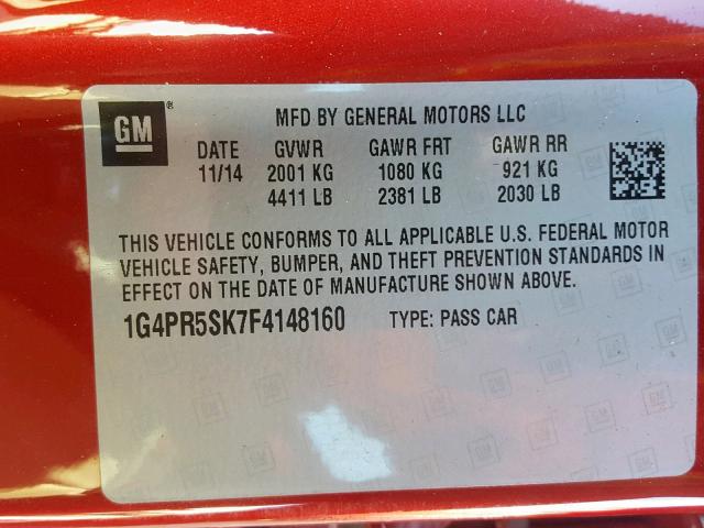 2015 BUICK VERANO CON 1G4PR5SK7F4148160