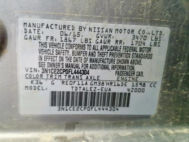 2015 NISSAN VERSA NOTE 3N1CE2CP0FL444304
