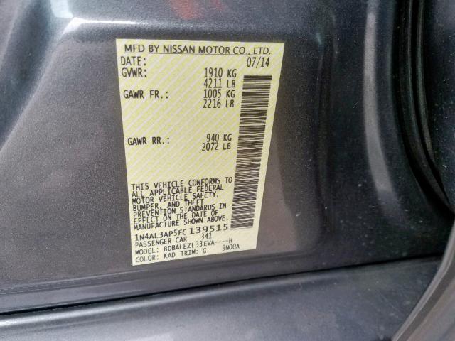 2015 NISSAN ALTIMA 2.5 1N4AL3AP5FC139515