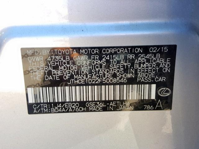 2015 LEXUS IS 350 JTHCE1D22F5008546