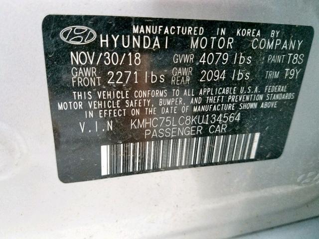 2019 HYUNDAI IONIQ SEL KMHC75LC8KU134564