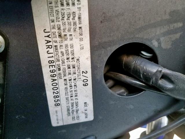 2009 YAMAHA FZ6 R JYARJ18E99A002858
