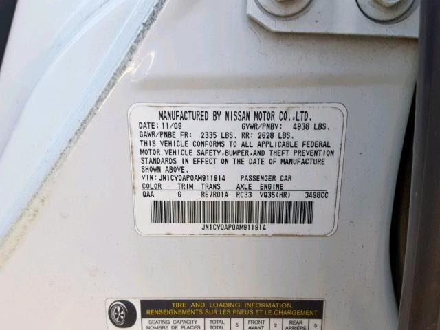 2010 INFINITI M35 BASE JN1CY0AP0AM911914