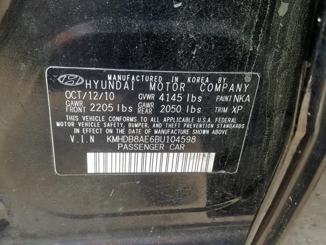 2011 HYUNDAI ELANTRA TO KMHDB8AE6BU104598