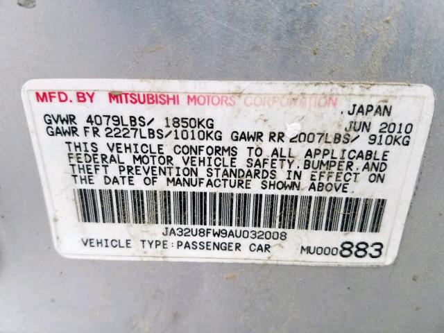 2010 MITSUBISHI LANCER GTS JA32U8FW9AU032008
