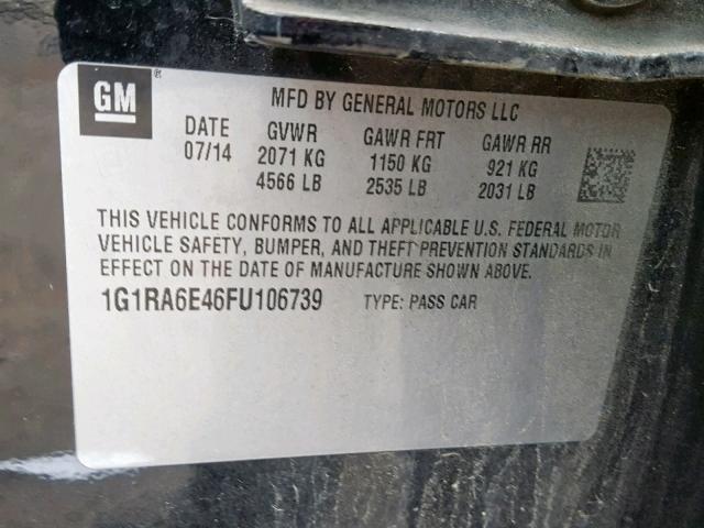 VIN 1G1RA6E46FU106739 2015 Chevrolet Volt no.10